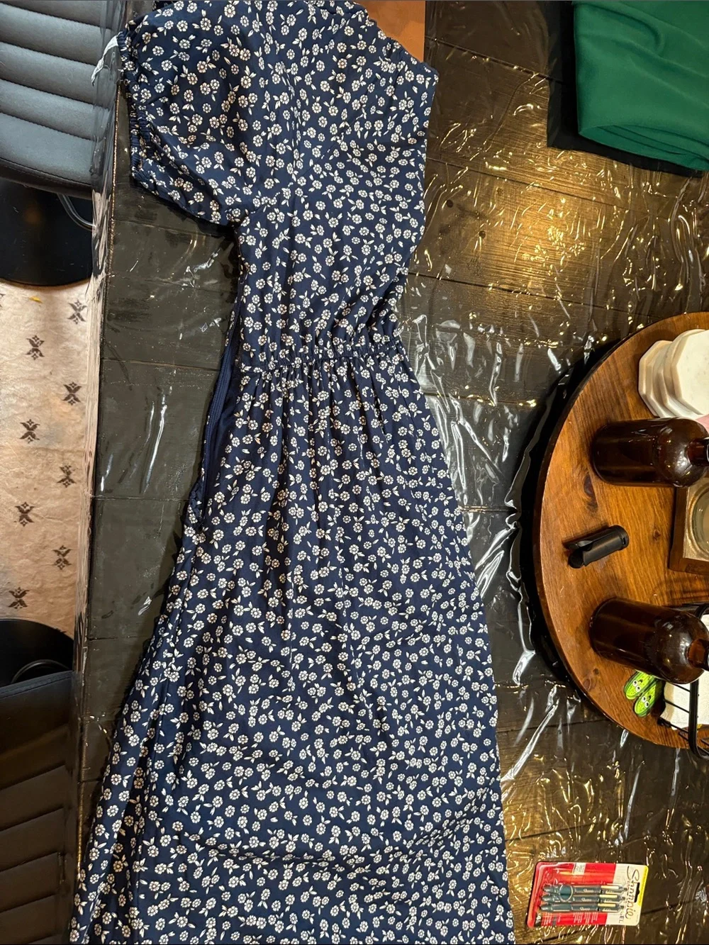 J. Crew Navy Blue Floral Midi Dress
